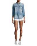 Joey Cutoff Denim Shorts, Optic White