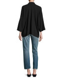 Oversized Split-Neck Blouse