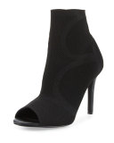 Adriel Stretch Peep-Toe Bootie, Black