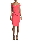Benny Off-the-Shoulder Peplum Cocktail Dress
