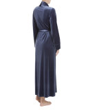 Stormy Skies Long Velvet Robe, Navy