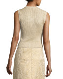 Cable-Knit Sweater Vest w/ Hummingbird Embroidery, Oro
