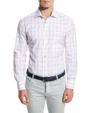 Plaid Sport Shirt, Red/Blue/White