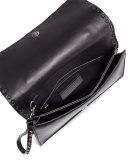 Rockstud Leather Full-Flap Wristlet Clutch Bag, Black (Noir)