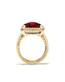 14mm Châtelaine 18K Garnet Ring with Diamonds, Size 7
