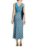 Asymmetric Ruffle Midi Dress, Blue