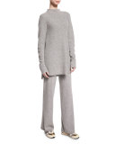 Cashmere Drawstring Pants, Gray Melange