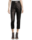 Leather Carrot Pants, Black