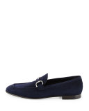 Suede Bit-Strap Loafer, Navy