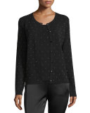 Polka-Dot Intarsia Cardigan, Black