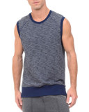 Side-Zip Sleeveless Marled Muscle Sweatshirt