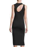 Caia Sleeveless Cutout Jersey Dress, Black