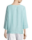 Organic Handkerchief Linen Tunic w/ Pockets, Green Mint, Plus Size