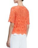 Short-Sleeve Floral Lace Top 