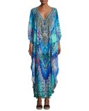V-Neck Maxi Caftan Coverup, Moon Dance