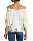 Jadeynn Off-the-Shoulder Lace Top, Natural