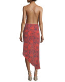 Holly Crisscross-Back High-Low Dress, Persimmon