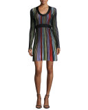 Long-Sleeve Colorblock Dress, Multi Colors