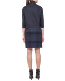 Emma Reversible Solid/Plaid Cocoon Jacket, Blue Jay/Starling