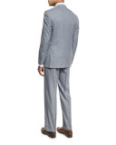 Windowpane Check Wool Two-Piece Suit, Gray