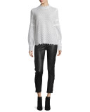 Amia Long-Sleeve Lace Top, Ecru