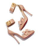 Fetish Red Sole d'Orsay Pump, Nude/Golden