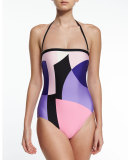 limelight bandeau one-piece swimsuit, multicolor