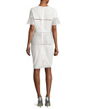 Eyelet Peplum Short-Sleeve Top, Off White