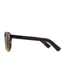Leonard Round Half & Half Sunglasses, Tortoise