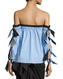 Blythe Off-the-Shoulder Stretch-Poplin Top, Multi Pattern