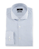 Slim-Fit Dot Dress Shirt, White/Blue