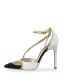 Snakeskin Asymmetric 105mm Pump, Black/Gold