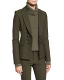 Sarin Double-Breasted Stretch Blazer, Loden