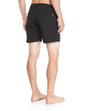 Bulldog Mid-Length Swim Trunks, Black 