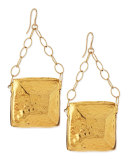 Gold-Dipped Square Medallion Earrings