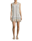 Sleeveless Flounce-Hem Dress, Sedona Print