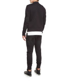 Channel-Stitch Bomber Jacket, Black