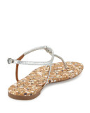 Marion Confetti Quilted T-Strap Sandal, Silver