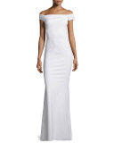 Grazie Asymmetric Mermaid Gown, Bianco