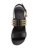 Men's Studded Leather Strap Sandal, Black