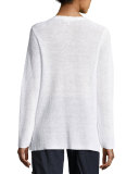 Long-Sleeve Organic Linen/Cotton V-Neck Top