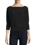 Boat-Neck Dolman-Sleeve Blouson Pullover