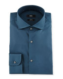 Jery Slim-Fit Solid Dress Shirt, Teal