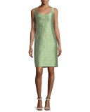 Scoop-Neck Diamond-Print Tank Dress, Chartreuse