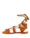 Romanflat Suede Flat Gladiator Sandal, Amaretto