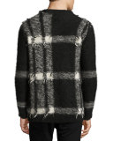 Large Check Intarsia Mohair-Blend Sweater, Black/White
