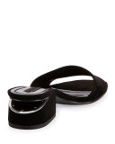 Lou Suede Block-Heel Mule, Black