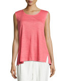 Linen Knit Tunic, Coral, Plus Size 