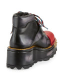 Buckle Leather 60mm Hiking Boot, Black/Scarlet (Nero/Scarlatto)