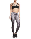 Stardust Printed Sport Leggings with Mesh Inserts